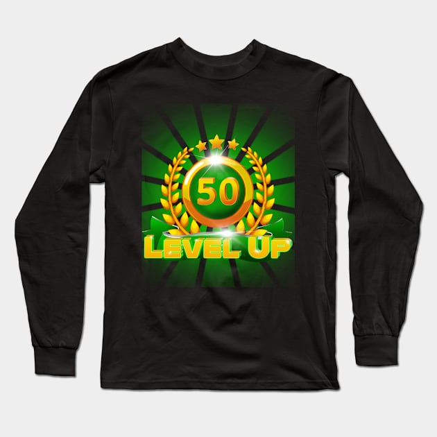 Level Up 50th Birthday Gift Long Sleeve T-Shirt by ScienceNStuffStudio